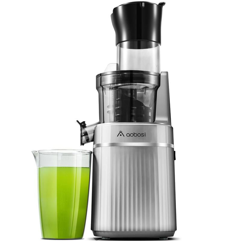 Masticating Juicer Machine with Large Feed Chute for Juice & Ice Cream, Powerful Slow Juicer for Vegetable and Fruit, Easy Clean Self Feeding (White)