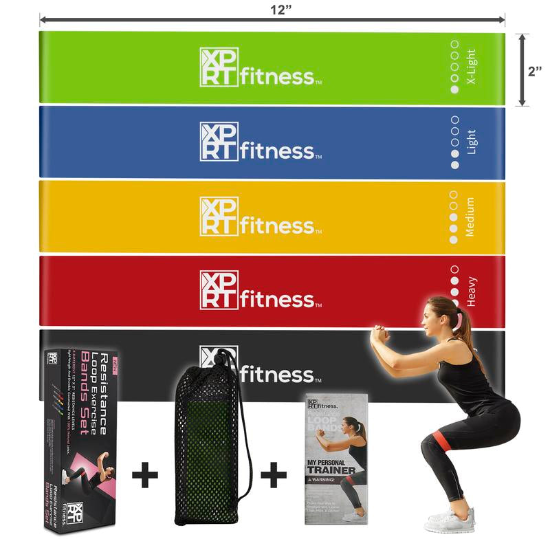 XPRT Natural Latex Resistance Bands,Pack of 5 Different Levels Elastic Band for Home Gym Exercise Workout,Great Fitness Equipment for Training, Yoga,Butt Resistance Bands Gym Accessories