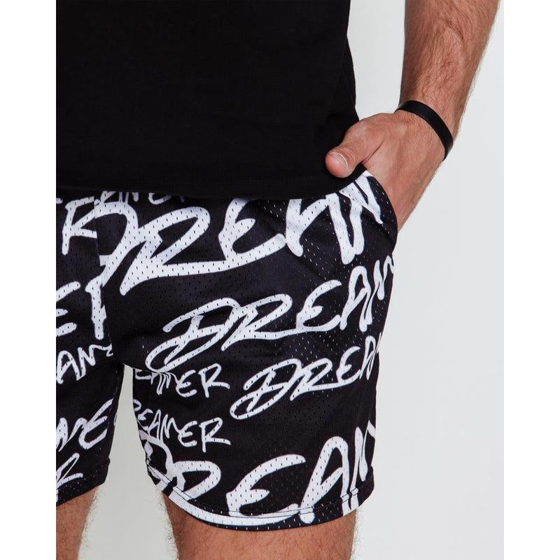 Elevate Your Game with Our Dreamer Mesh Shorts in Black and White