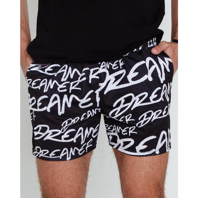 Elevate Your Game with Our Dreamer Mesh Shorts in Black and White