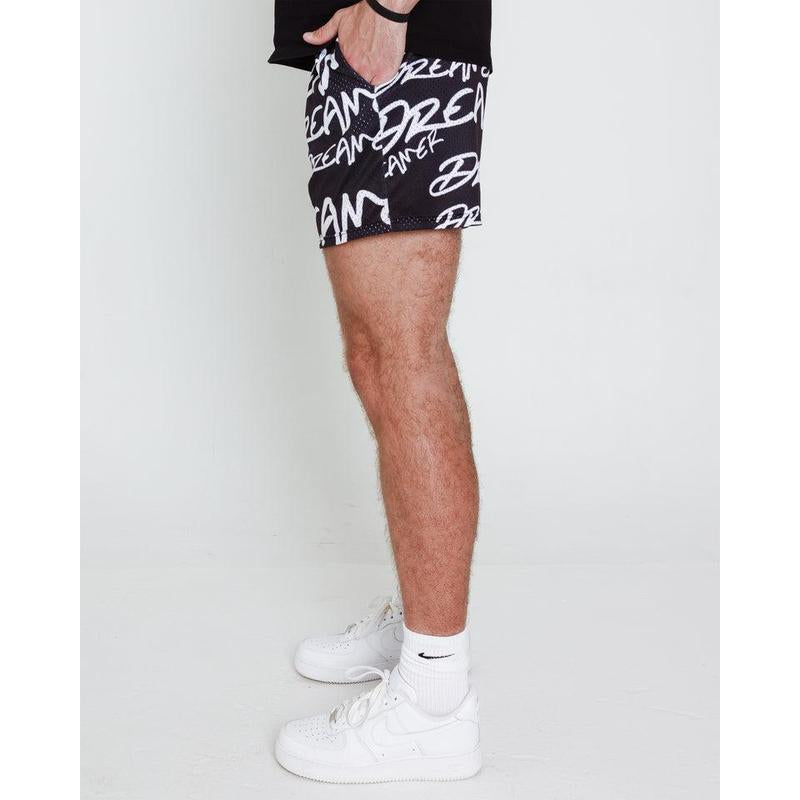 Elevate Your Game with Our Dreamer Mesh Shorts in Black and White