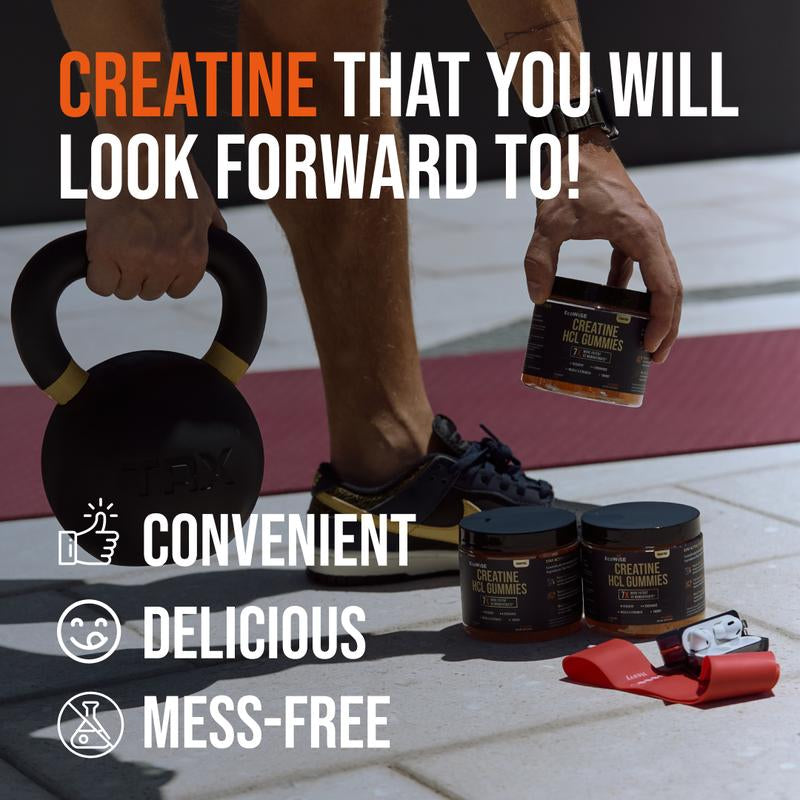 Creatine HCL Gummies Ecowise - High-Quality Creatine, Fitness Supplement, Vegan, Plant-Based, Delicious & Convenient Creatine Gummy