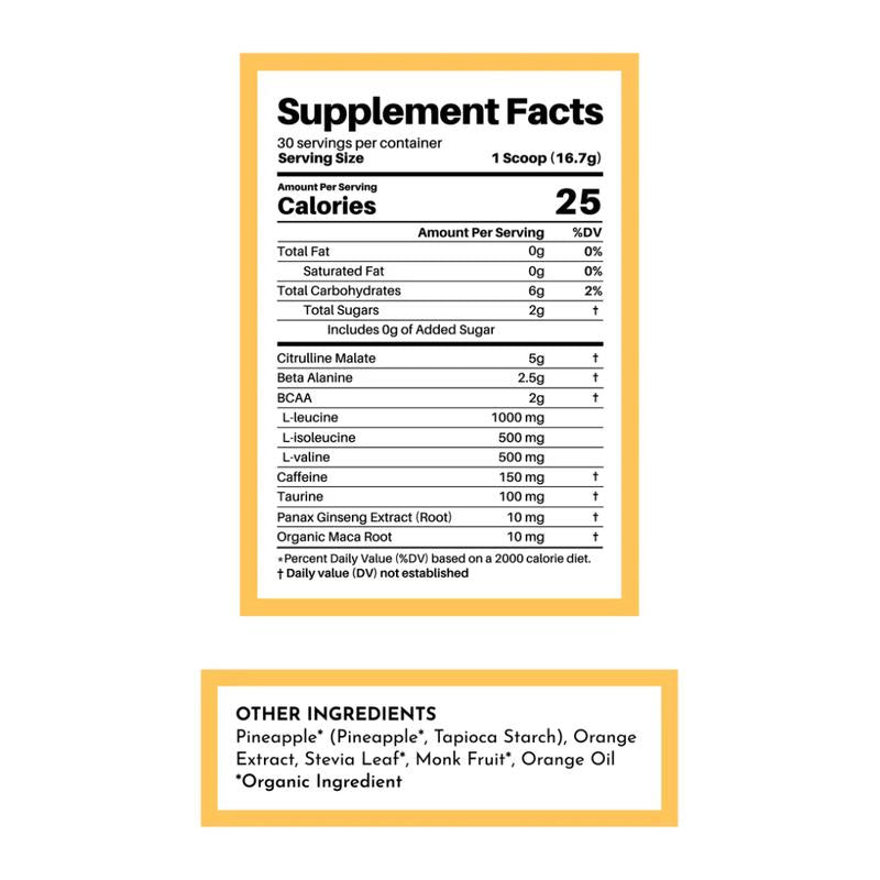 Just Ingredients Orange Pineapple Pre-Workout